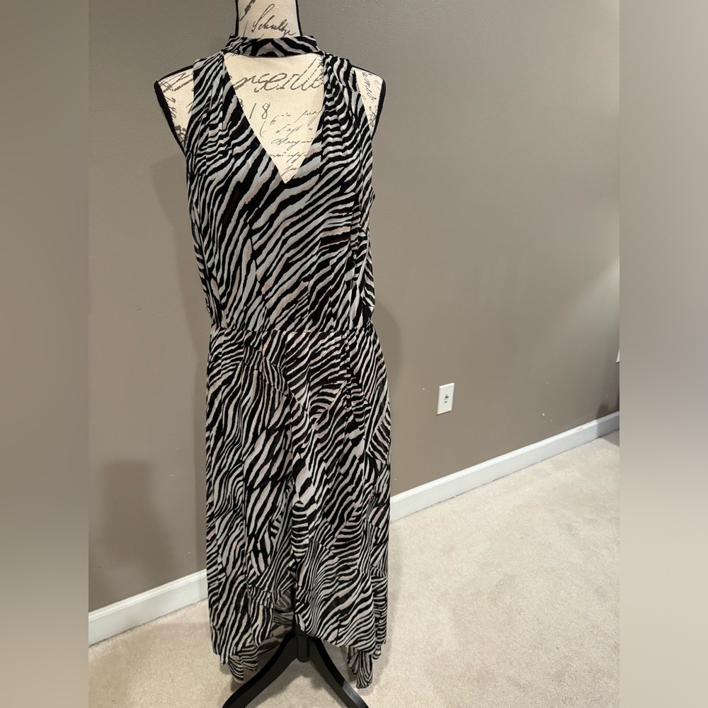 White House Black Market zebra print dress size 10